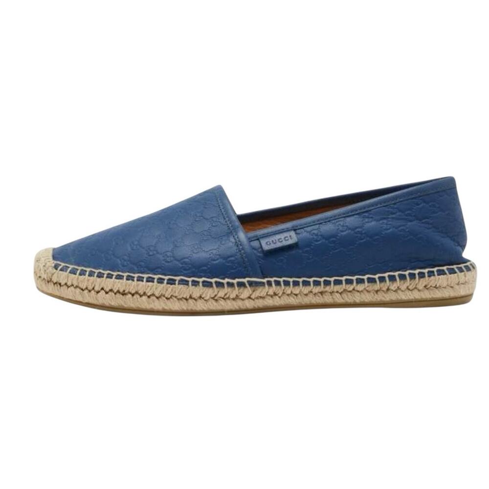 Gucci Microguccissima Blue Leather Espadrilles Size 8‎ GG Monogram Made in Spain - Picture 6 of 12